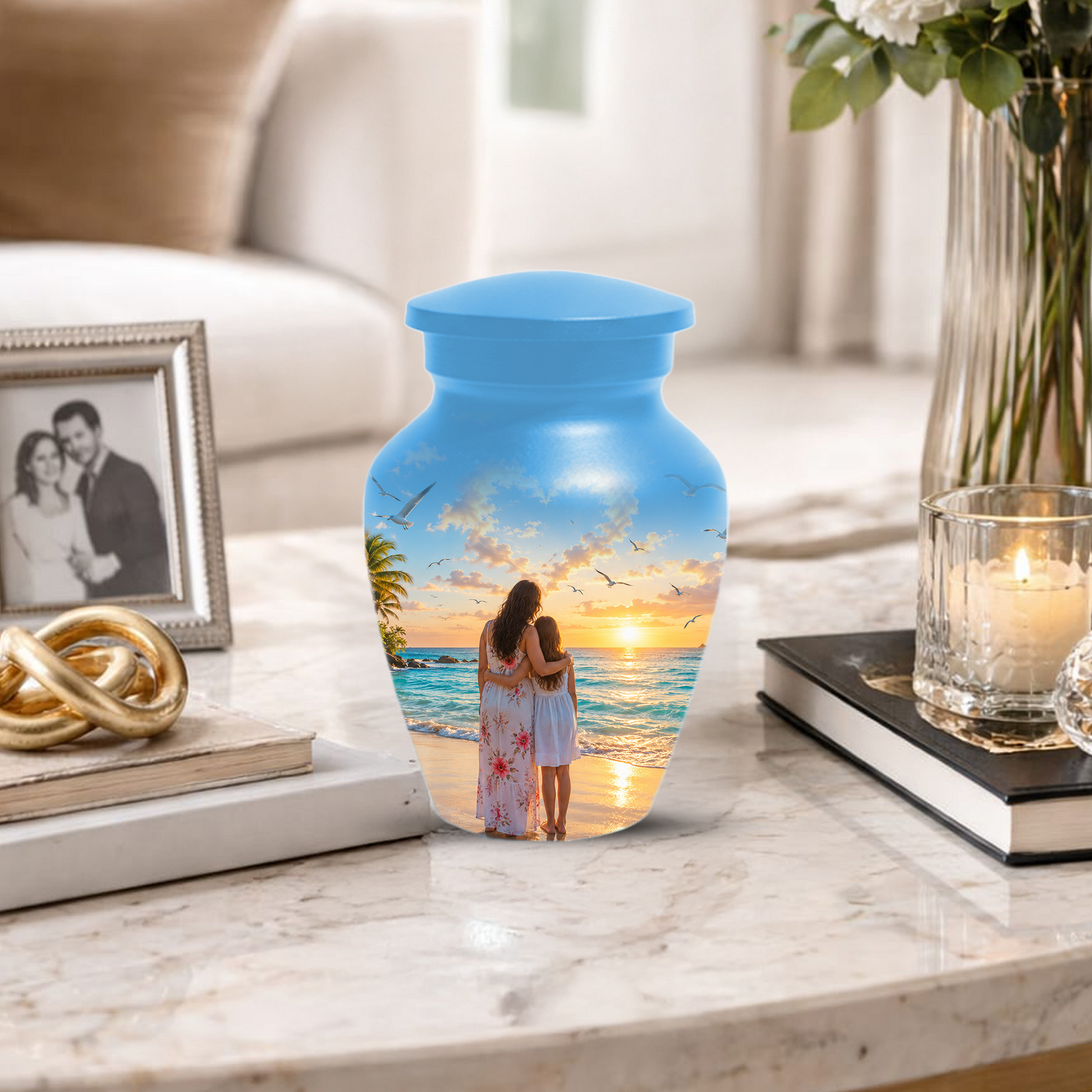 Customizable Mother Daughter Cremation Urn - Custom Photo Text Large Urn Keepsake