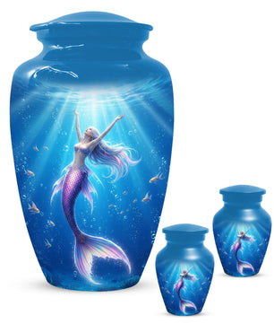 Ocean Mermaid Urn for Mom – Personalized  Memorial Urns for Female