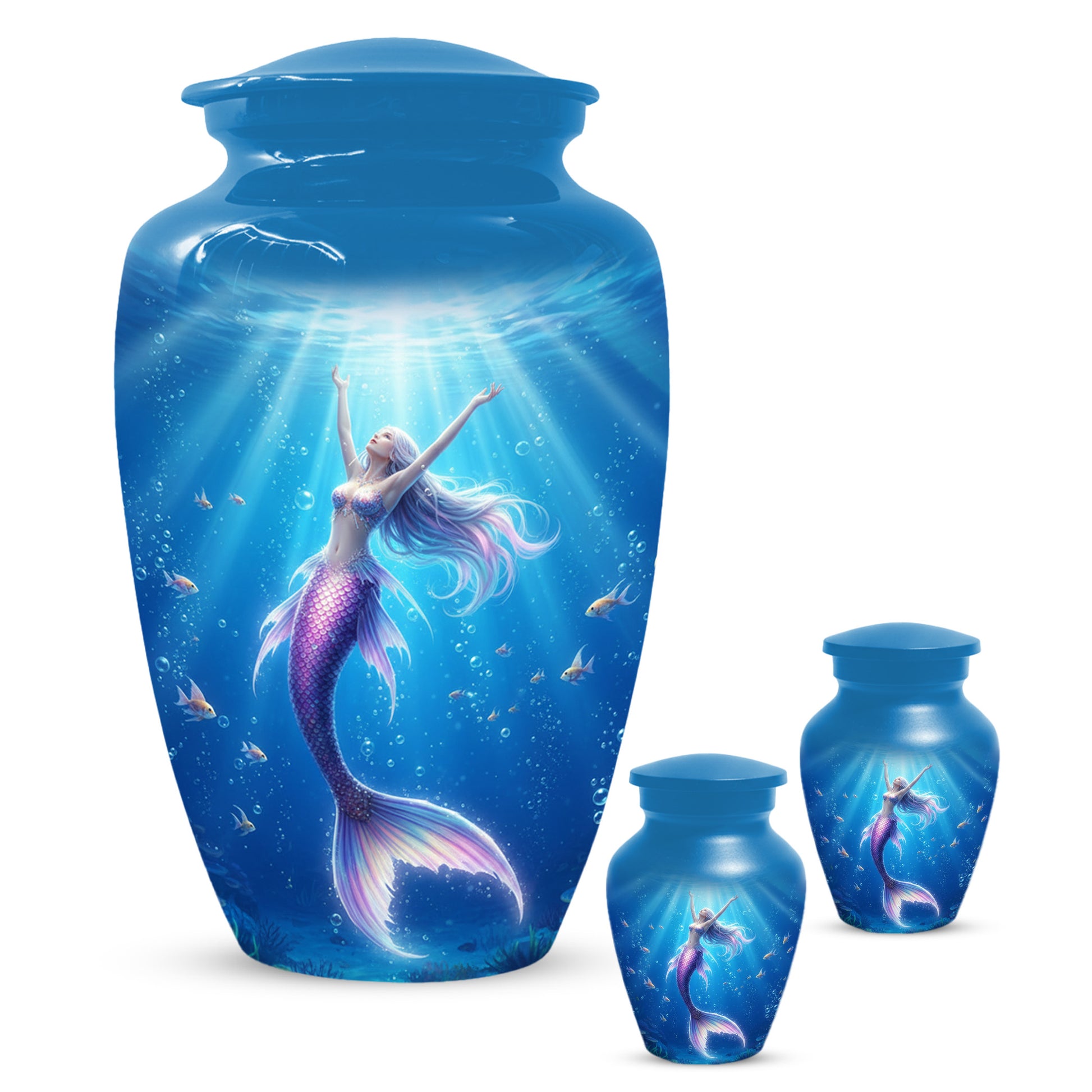 Ocean Mermaid Urn for Mom – Personalized  Memorial Urns for Female