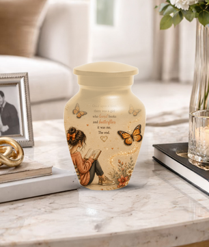 Butterfly Memorial Urn for Mom - Book Lover Memorial Keepsake for Women