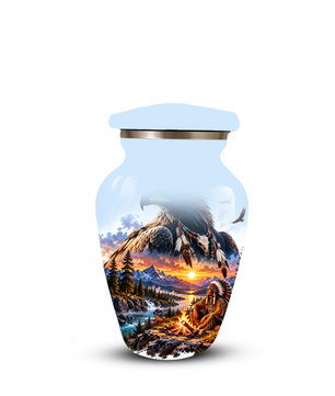 Personalized Adult Cremation Urn for Ashes, Native American Eagle Memorial Urn