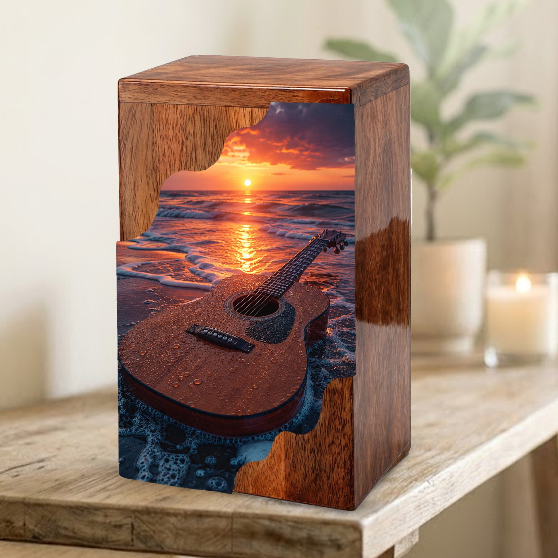 Guitar Cremation Urns for Human Ashes | Adult Urns for Ashes | Wooden Cremation Urn