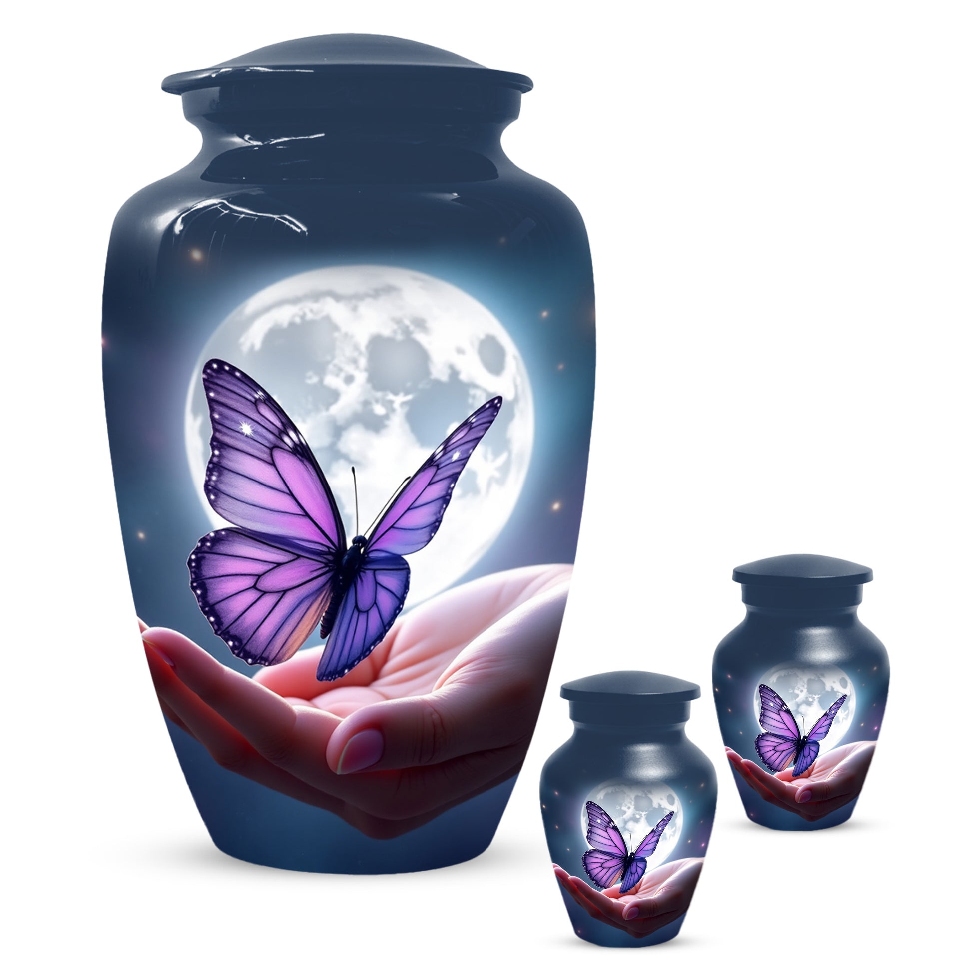 Beautiful Moon Purple Butterfly Urn for Human Ashes | Purple Butterfly Moonlight Cremation Urn