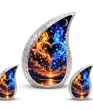 Butterfly Adult Urn for Ashes, Blue and Gold Butterfly Cremation Urn for Human Ashes