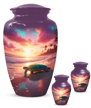 Sea Turtle Urn for Human Ashes | Beach Themed Adult Cremation Urn, Ocean Memorial Urn
