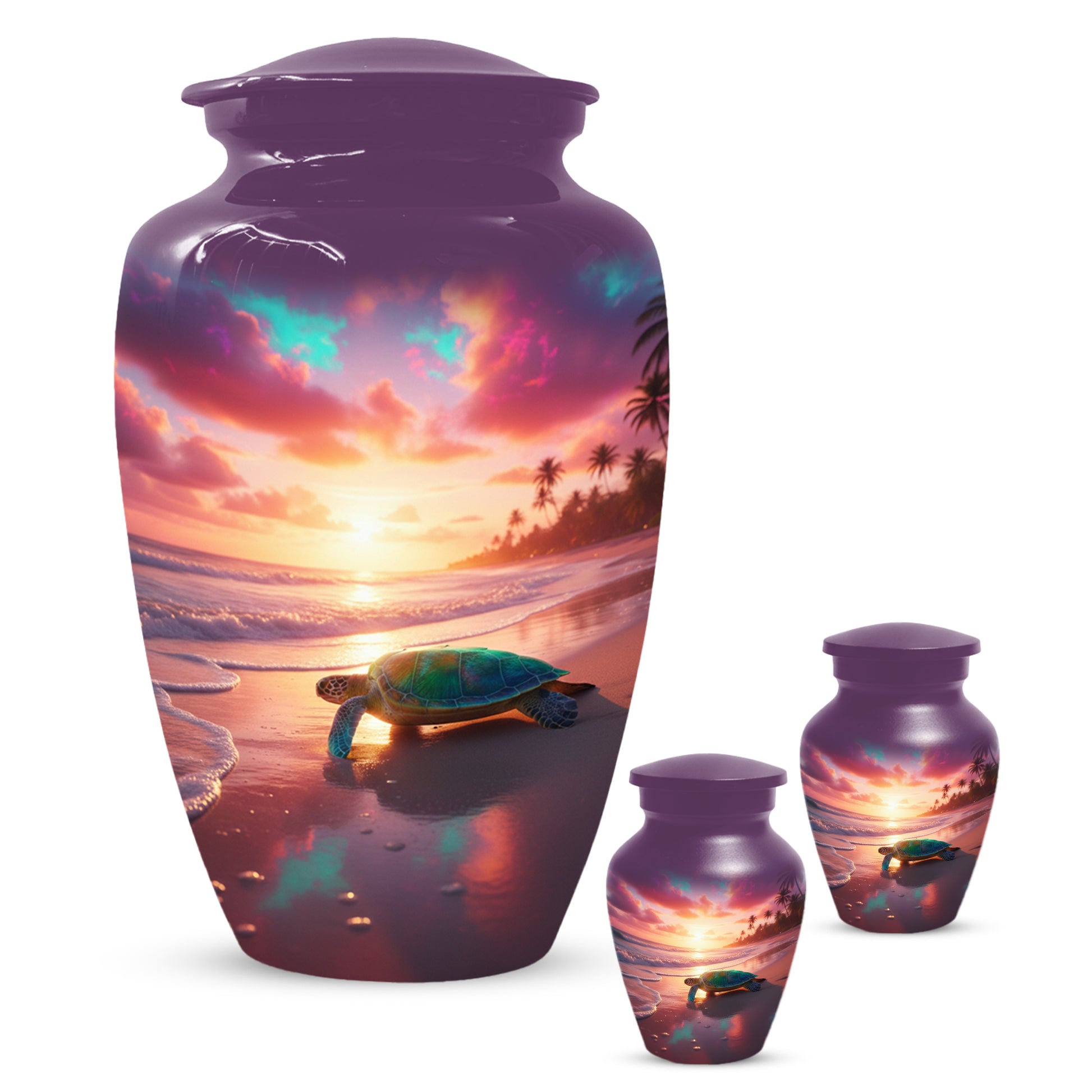 Sea Turtle Urn for Human Ashes | Beach Themed Adult Cremation Urn, Ocean Memorial Urn