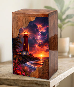 Lighthouse Wooden Cremation Urn for Human Ashes