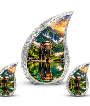 Elephant Cremation Urn for Adult Ashes, Personalized Wildlife Memorial Urn, Nature Animal Urn for Ashes, Adult Cremation Urn