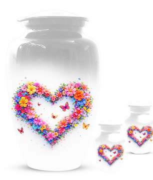 Butterfly Heart Urn for Ashes, Custom Floral Cremation Urn for Mom
