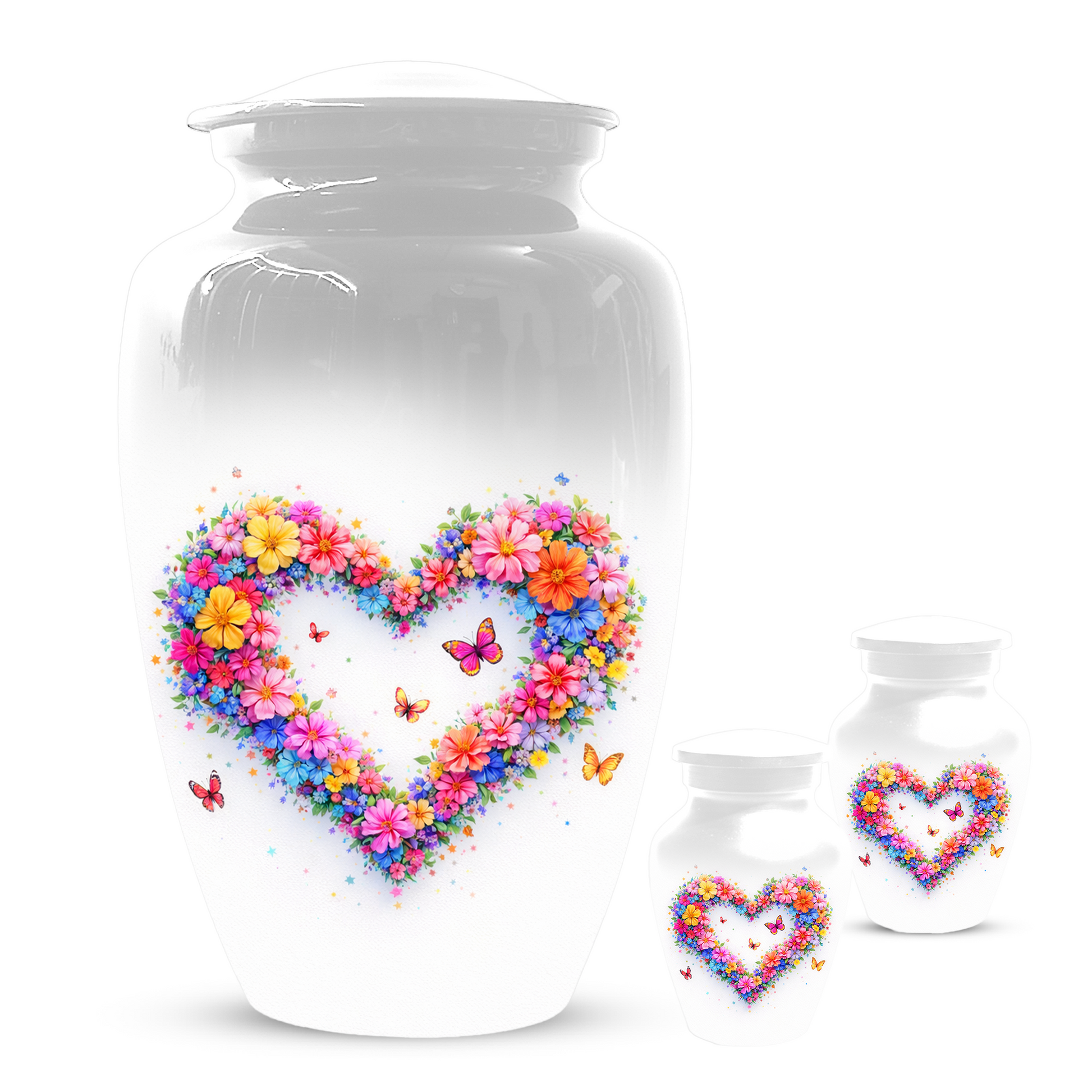 Butterfly Heart Urn for Ashes, Custom Floral Cremation Urn for Mom