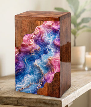 Abstract Flow Cremation Urn – Wooden Urn for Human Ashes