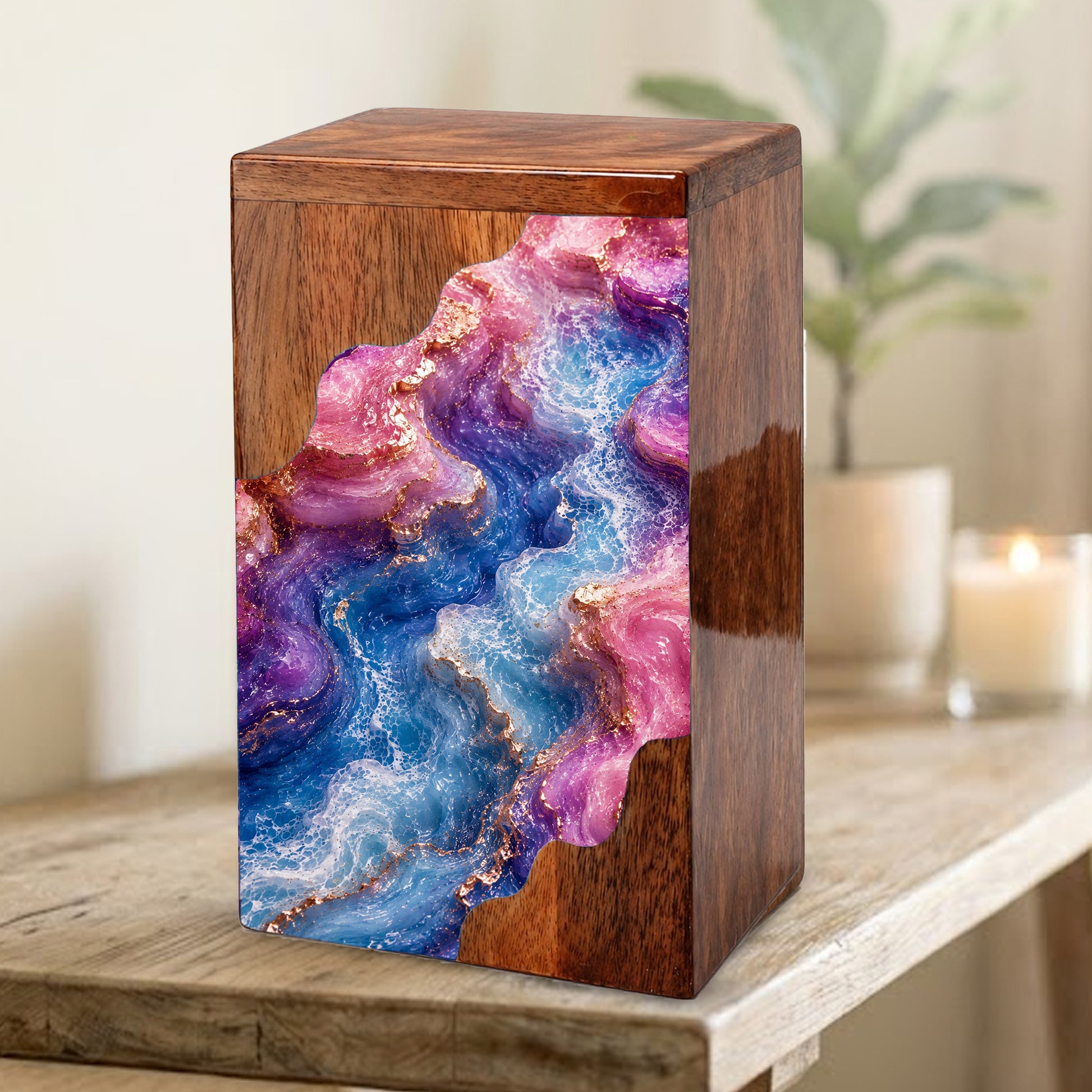 Abstract Flow Cremation Urn – Wooden Urn for Human Ashes