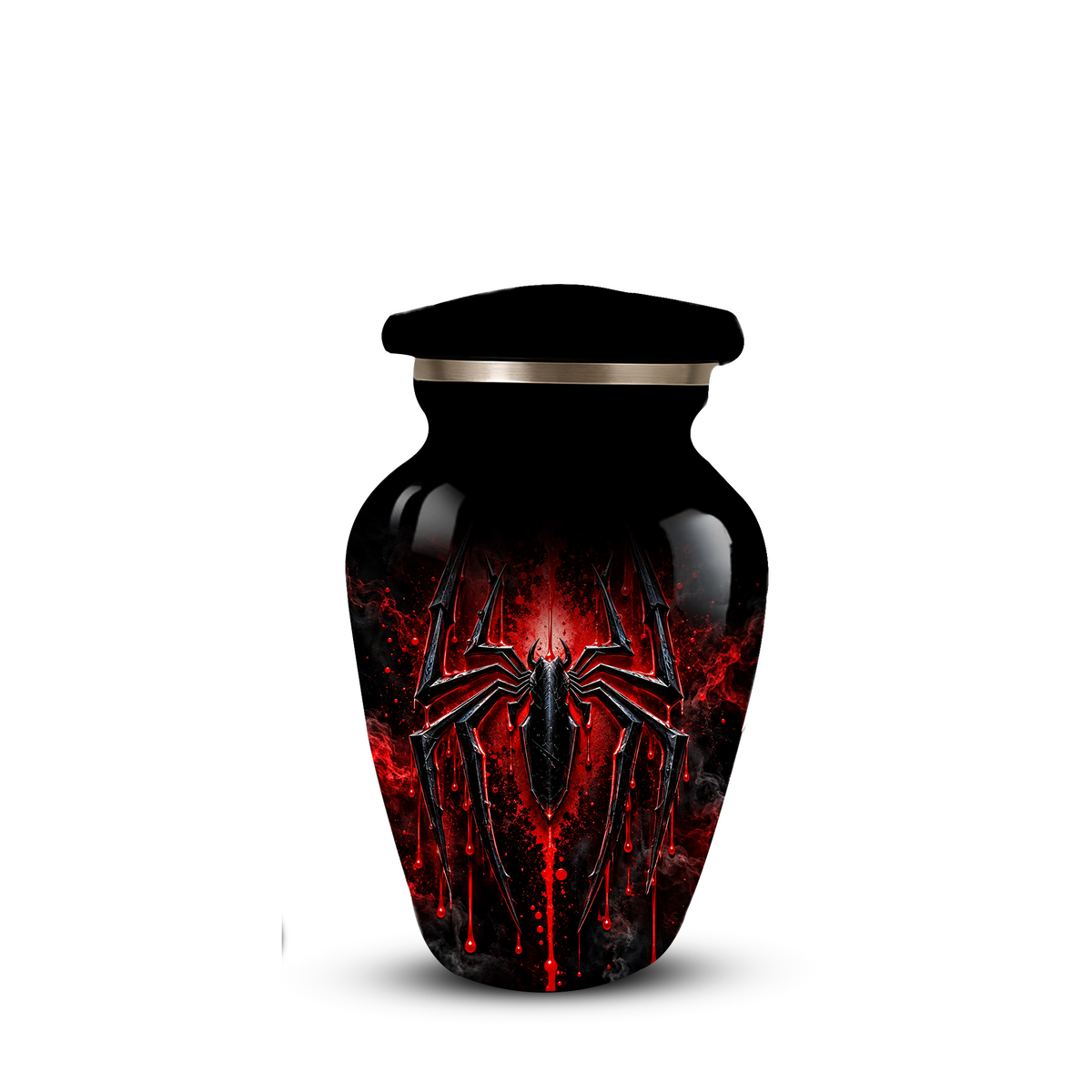 Black Spider Cremation Urn with Red Gothic Design – Adult Urn for Ashes