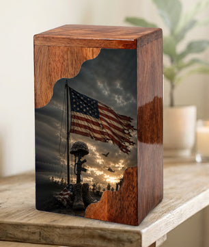 Military Wooden Cremation Urn for Human Ashes