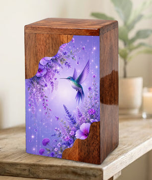 Hummingbird Cremation Urn for Mom | Wooden Urn for Human Ashes