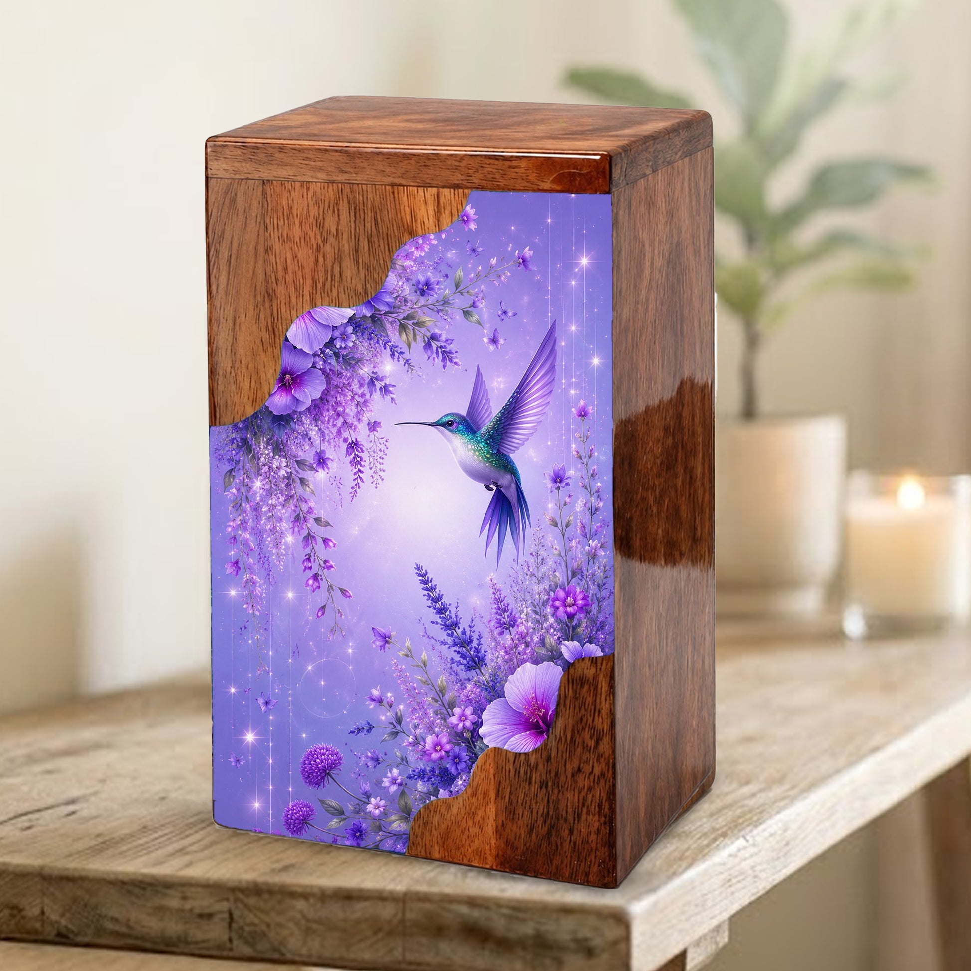 Hummingbird Cremation Urn for Mom | Wooden Urn for Human Ashes