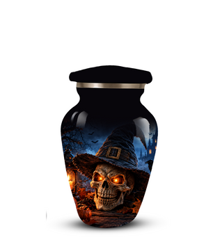 Halloween Skull Adult Urn for Ashes – Gothic Witch Hat Cremation Urn for Adults