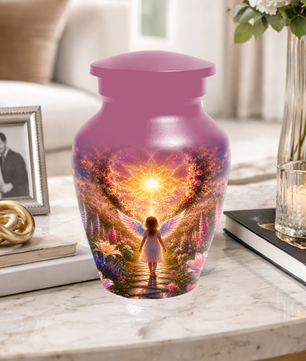 Angel Wing Cremation Urn for Mom - Heavenly Garden memorial urn for Women