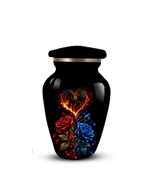Red & Blue Rose Heart Cremation Urn for Ashes | Personalized Adult Memorial Urn