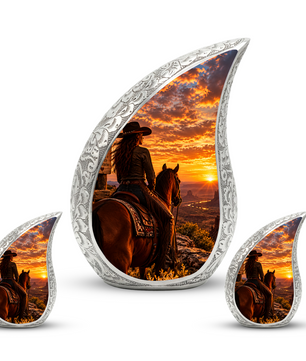 Cowboy Cremation Urn for Ashes, Western Horse Memorial Urn, Personalized Adult Urn