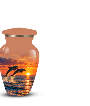 Dolphin Cremation Urn for Ashes, Ocean Sunset Design, Custom Adult Urn for Loved Ones