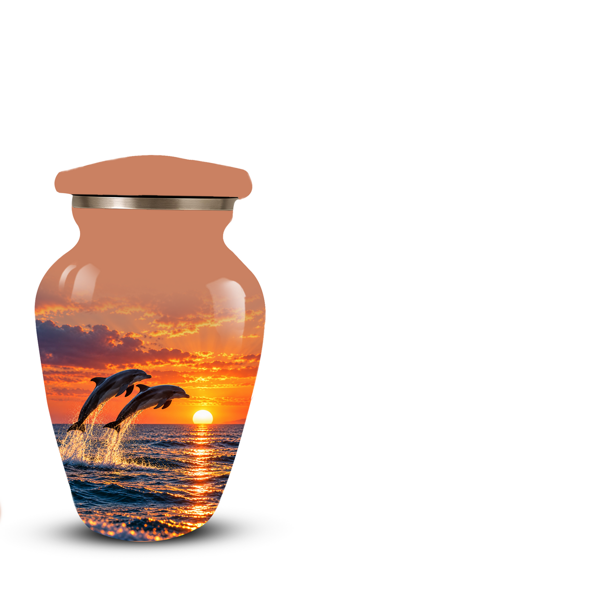 Dolphin Cremation Urn for Ashes, Ocean Sunset Design, Custom Adult Urn for Loved Ones