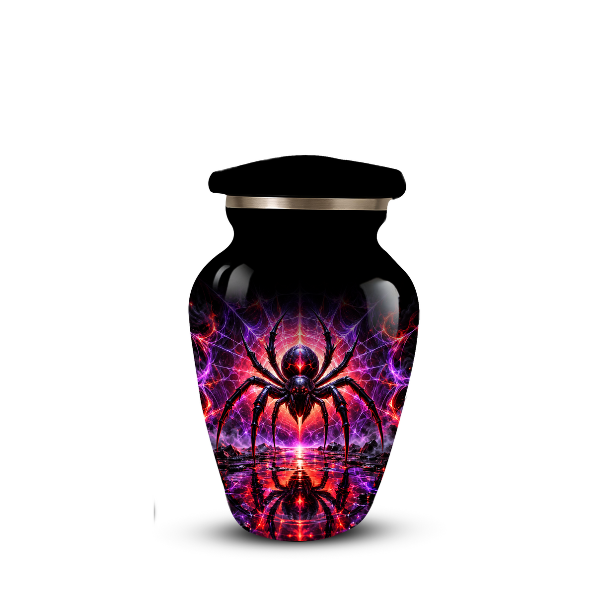 Black Spider Cremation Urn – Gothic Spider Web Adult Memorial Urn for Ashes