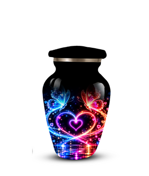 Personalized Butterfly Cremation Urn for Ashes, Heart Memorial Adult Urn, Blue and Red Cremation Urn