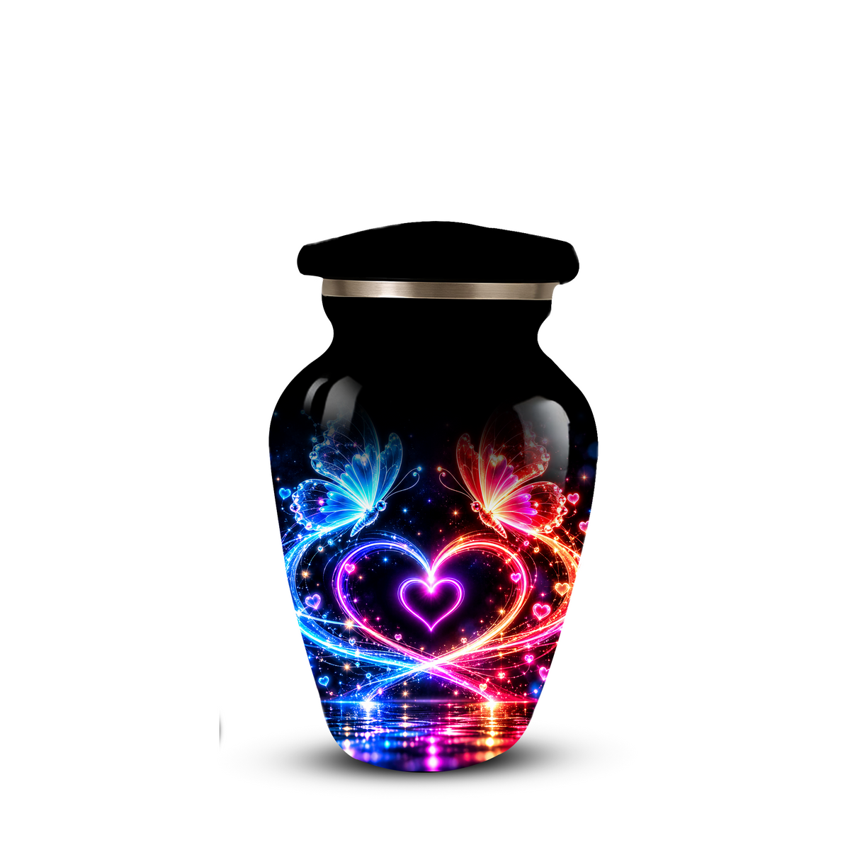 Personalized Butterfly Cremation Urn for Ashes, Heart Memorial Adult Urn, Blue and Red Cremation Urn