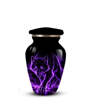 Purple Wolf Cremation Urn for Ashes | Personalized Wolf Memorial Urn | Black Wolf Adult Urn