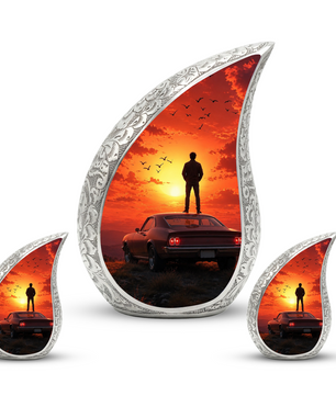 Classic Muscle Car Sunset Urn for Adult Ashes – Vintage Car Memorial Cremation Urn