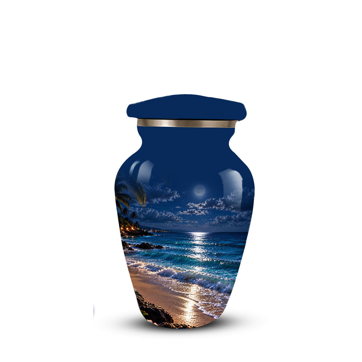 Moonlit Beach Memorial Urn, Ocean Wave Urn ,Adult Cremation Urn for Ashes