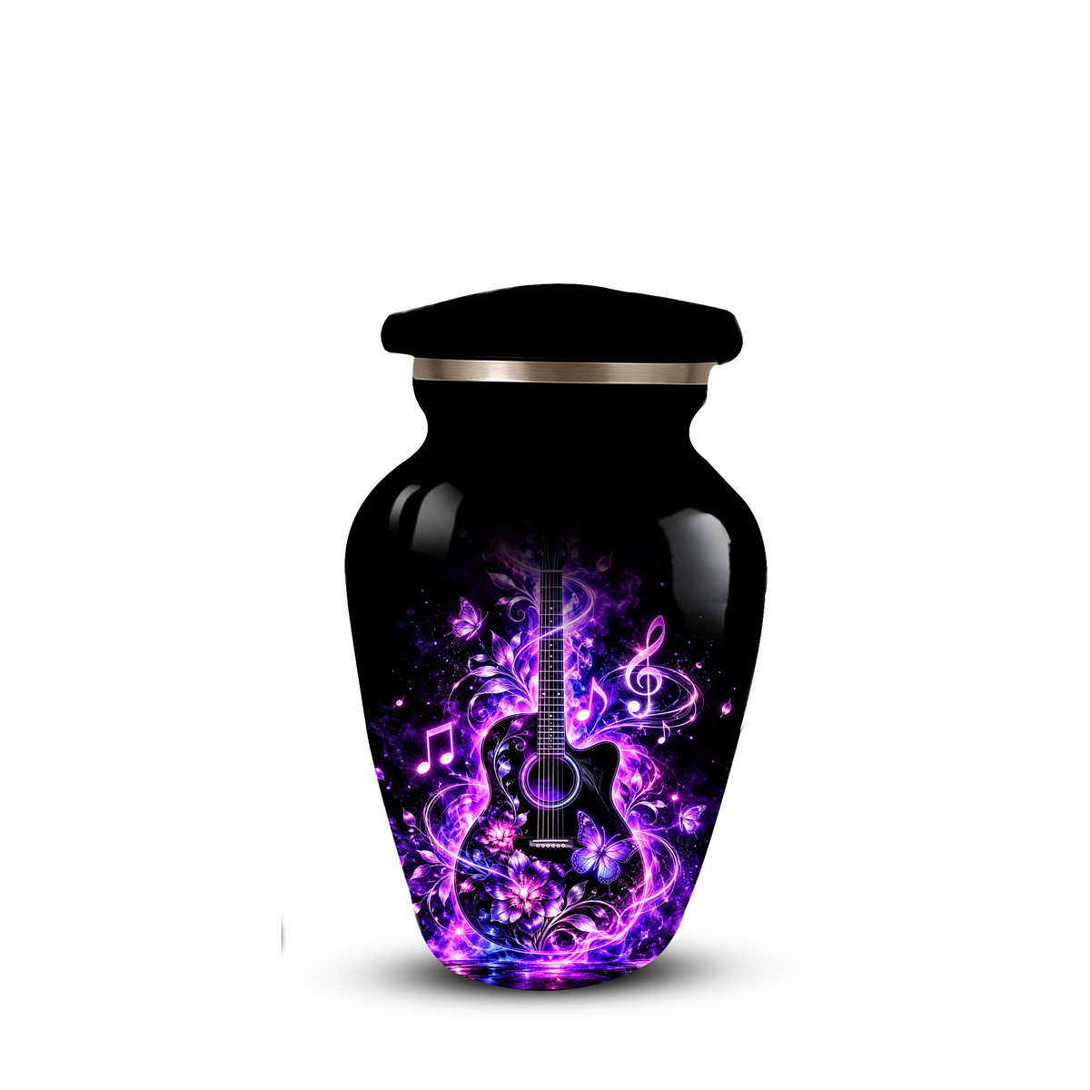 Personalized Guitar Cremation Urn for Ashes, Purple Music Memorial Urn, Custom Adult Cremation Urn