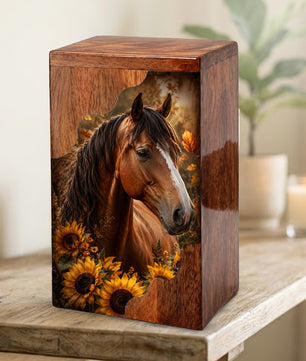 Horse Wooden Cremation Urn – Wooden Urn for Human Ashes