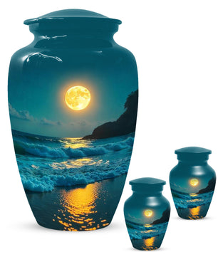 Ocean Moon Cremation Urn for Adult Ashes | Peaceful Beach Memorial Urn