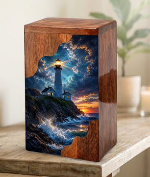 Lighthouse Wooden Cremation Urn for Human Ashes