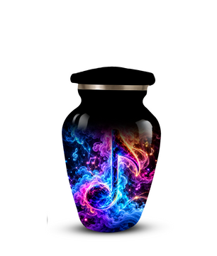 Musical Note Cremation Urn for Adult Ashes, Colorful Galaxy Music Memorial Urn, Adult Cremation Urn with Glowing Neon Treble Clef Artwork