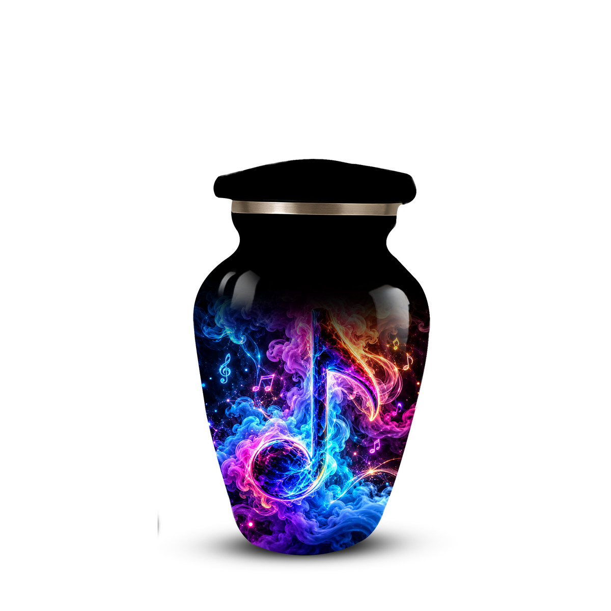 Musical Note Cremation Urn for Adult Ashes, Colorful Galaxy Music Memorial Urn, Adult Cremation Urn with Glowing Neon Treble Clef Artwork