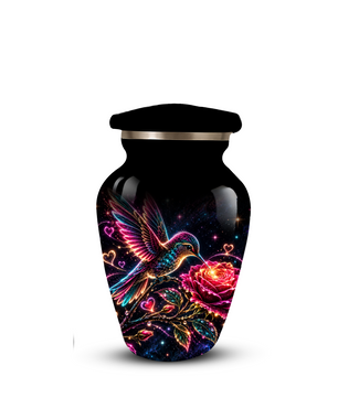 Hummingbird and Rose Cremation Urn for Adult Ashes – Personalized Aluminum Memorial Urn