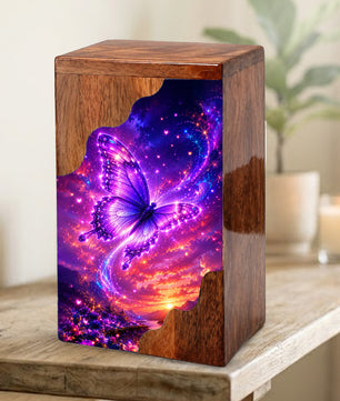 Butterfly Urn, Wooden Cremation Urn for Human Ashes