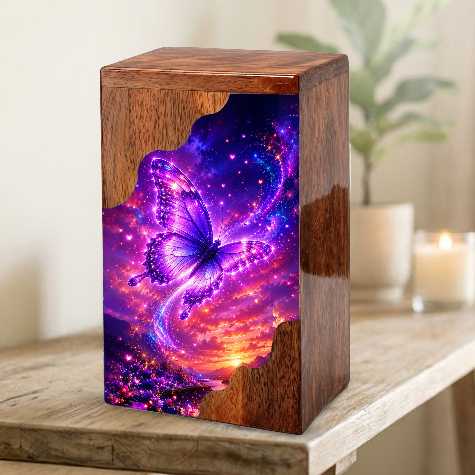 Butterfly Urn, Wooden Cremation Urn for Human Ashes