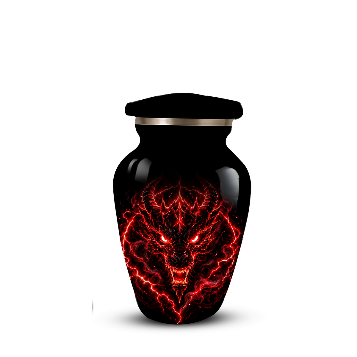 Red Dragon Cremation Urn for Ashes | Personalized Dragon Memorial Urn | Black & Red Fantasy Adult Urn