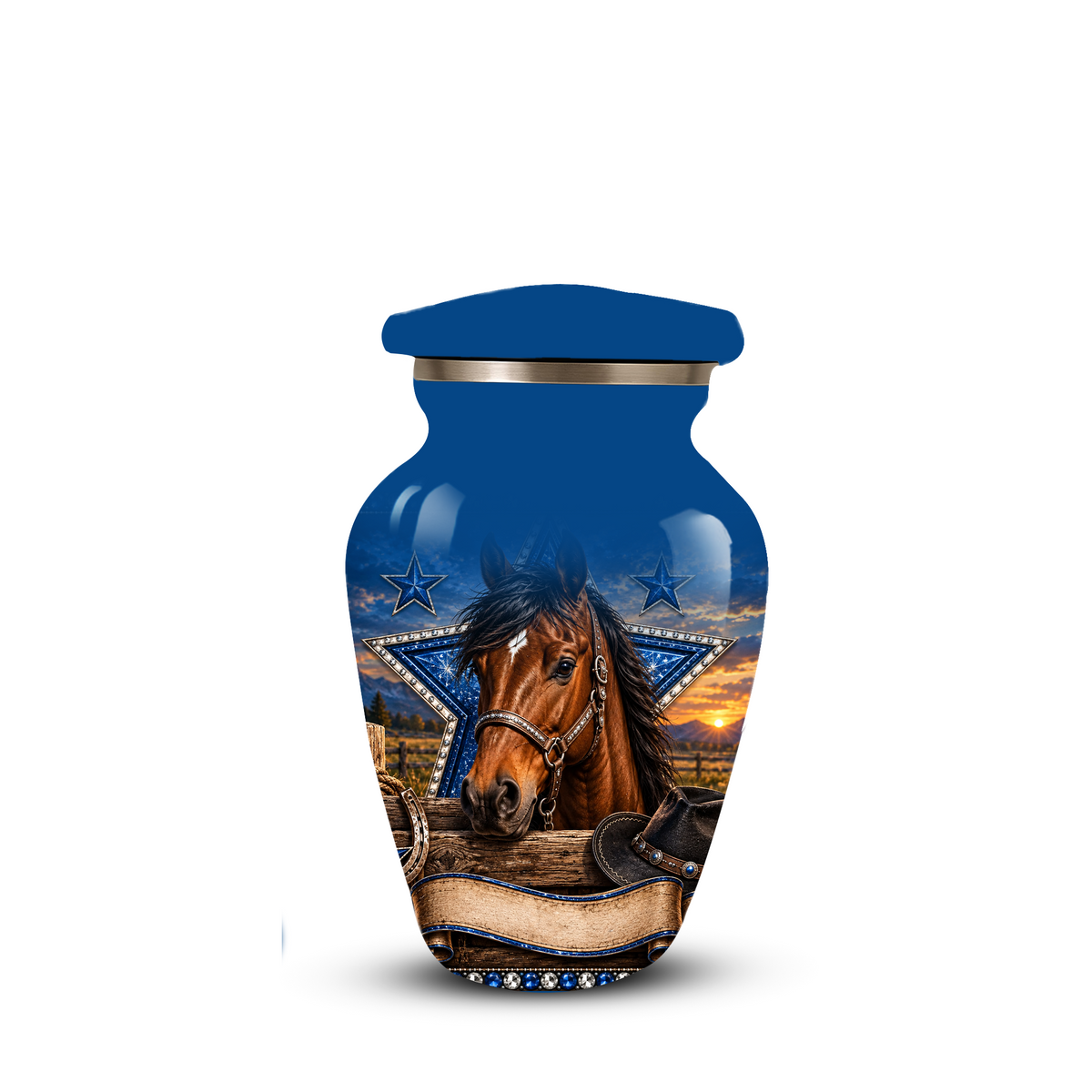 Adult Cremation Urn for Ashes – Western Cowboy Horse Adult Urn, Personalized Adult Memorial Urn