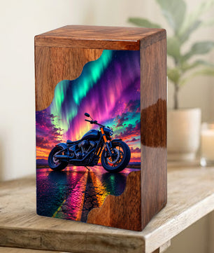Motorcycle Wooden Cremation Urn – Wooden Urn for Human Ashes