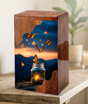 Butterfly Wooden Cremation Urn – Wooden Urn for Human Ashes |