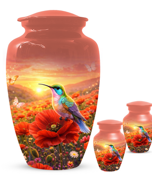 Hummingbird Urn for Ashes, Custom Cremation Urn for Mom, Floral Memorial Urn for Women,