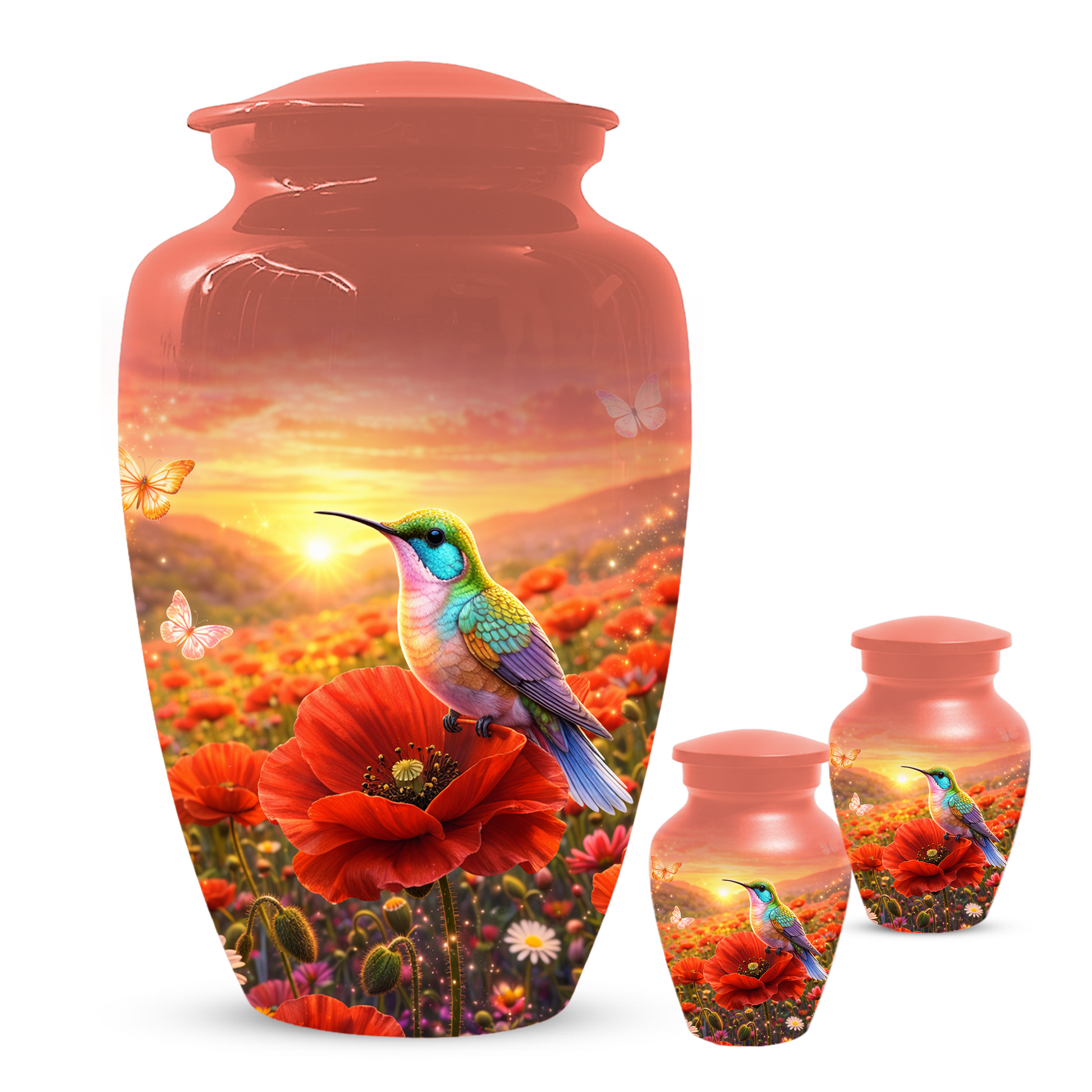 Hummingbird Urn for Ashes, Custom Cremation Urn for Mom, Floral Memorial Urn for Women,