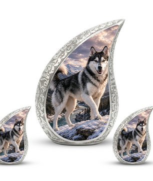 Large Husky Dog Cremation Urn - Siberian Memorial Keepsake Urns For Pet Ashes