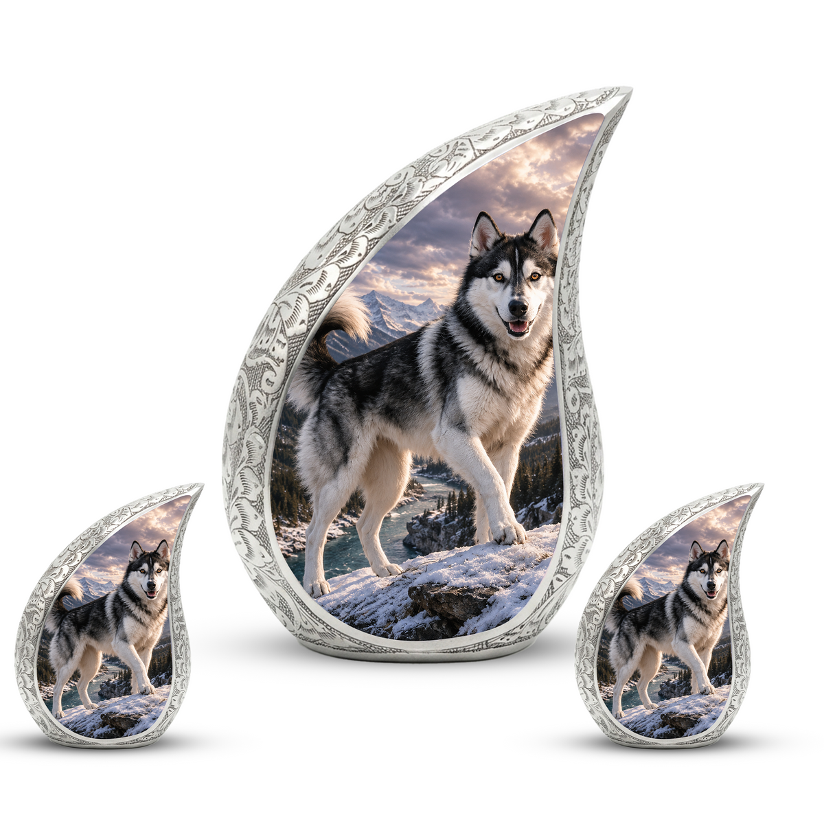 Large Husky Dog Cremation Urn - Siberian Memorial Keepsake Urns For Pet Ashes