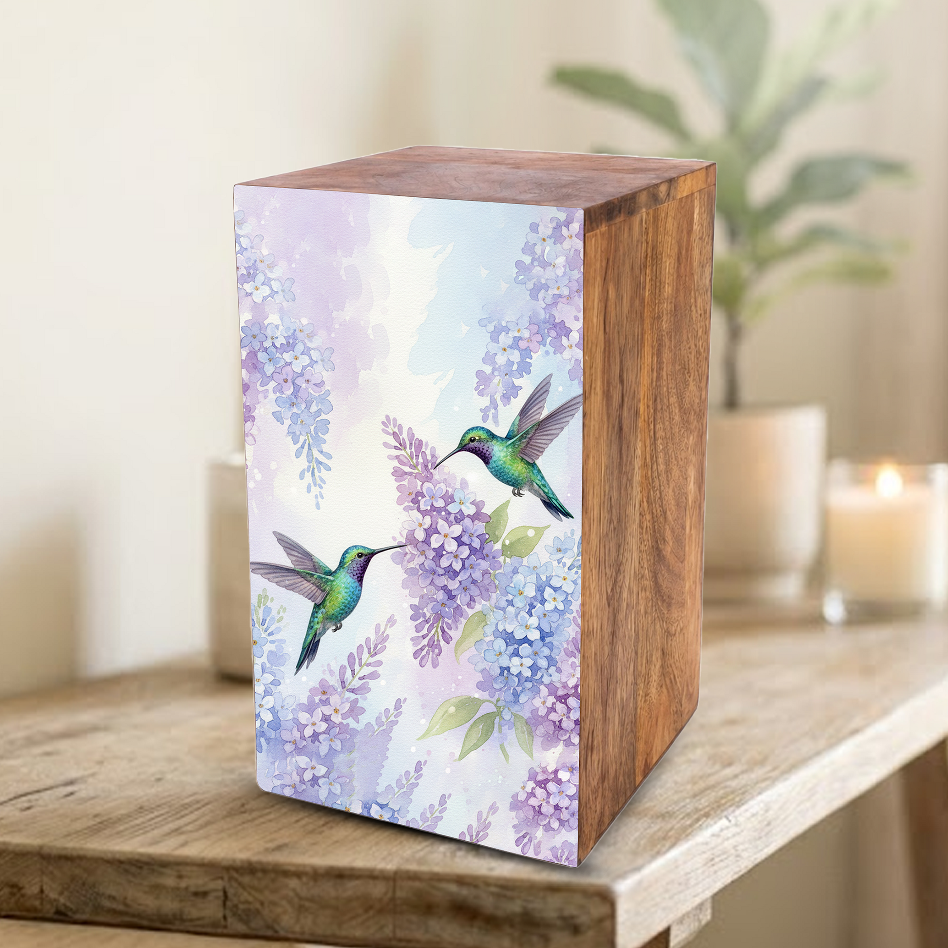Green Humming Bird Urn For Ashes - Floral Hummingbird Keepsake Urns For Adults